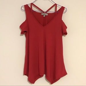 Red Cold Shoulder Top